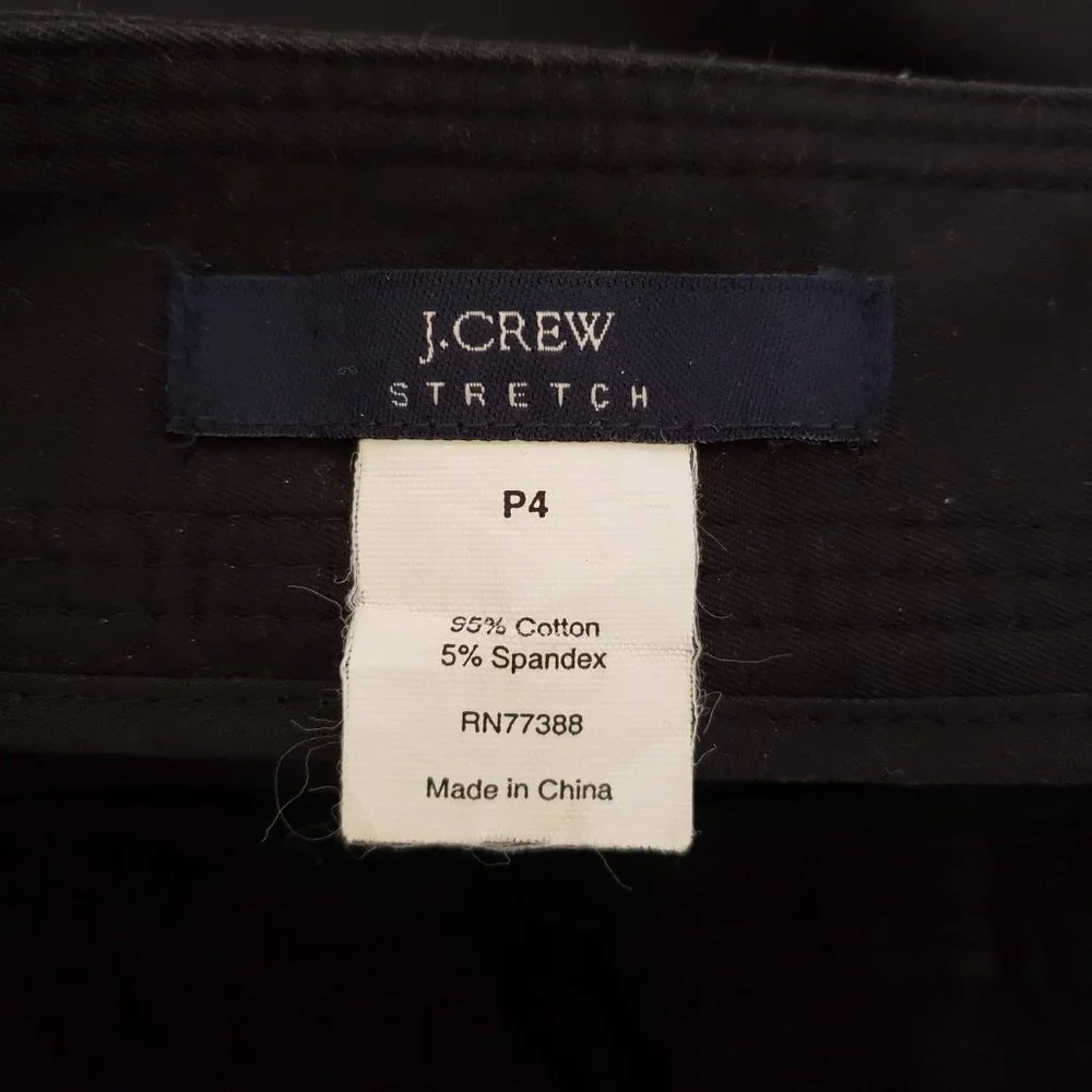 J. Crew Petite Black Stretch Pencil Skirt Size P4 Cotton Spandex